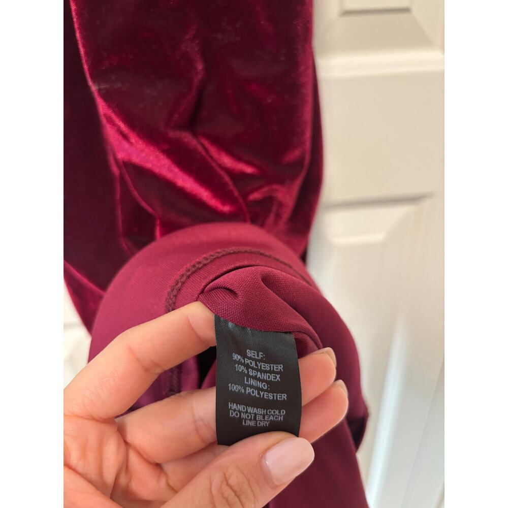 Burgundy Velvet Strappy Midi Dress - Picture 7 of 10